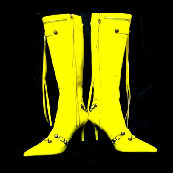 🎁FREE GIFT INCLUDED Brand New High Knee Boots Stiletto Heel Pointed Toe Tassels - Picture 3 of 16